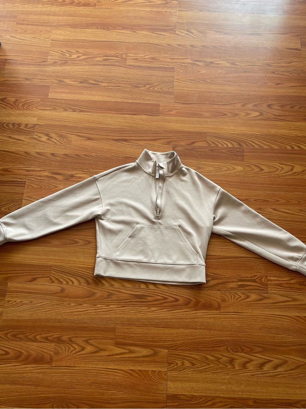 all in motion Cream Cropped Half-Zip Pullover